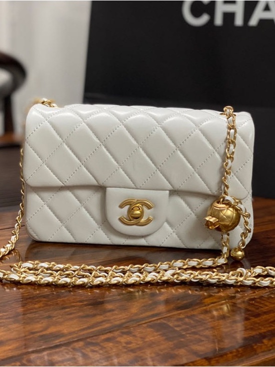Chanel... Handbags - CHANEL White Quilted Lambskin Crossbody with Gold Hardware